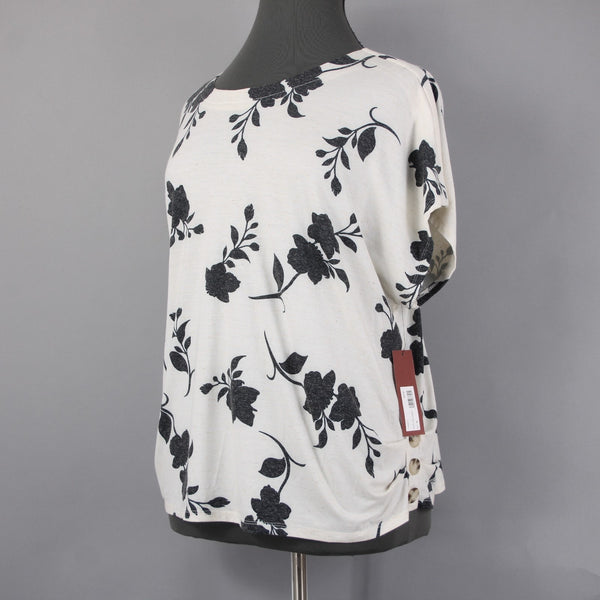 Love Scarlett Top NEW $58 Sz 3X Baltic Sea Combo White Black Poly Linen Top