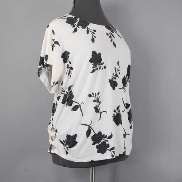 Love Scarlett Top NEW $58 Sz 3X Baltic Sea Combo White Black Poly Linen Top