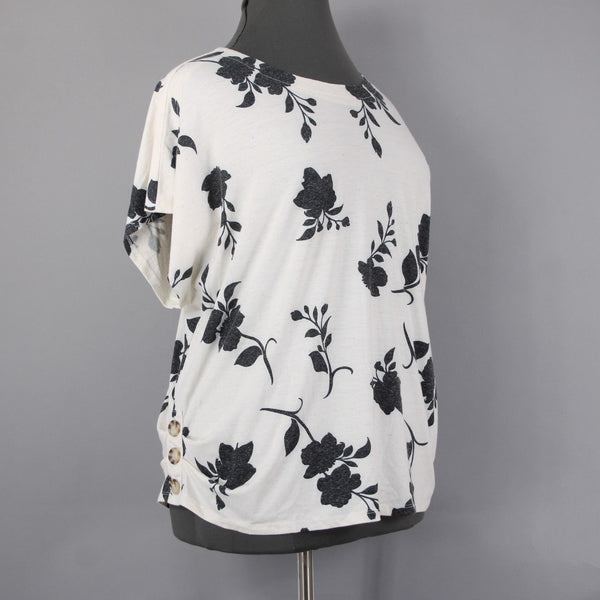 Love Scarlett Top NEW $58 Sz 3X Baltic Sea Combo White Black Poly Linen Top