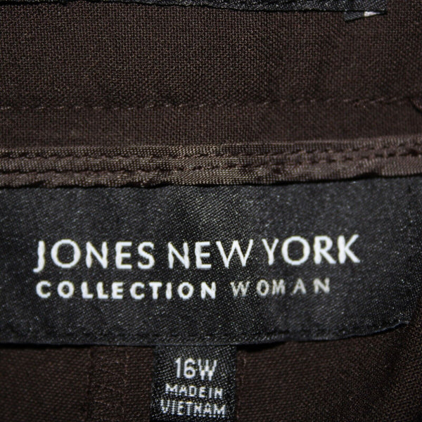 Jones New York NEW $104 Marrakech Sz 16W x 31 Truffle Brown Stretch Poly Pant