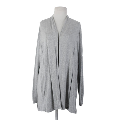 Talbots Sz L Gray Draped Collar Pockets Unlined Modal Spandex Wrap Sweater