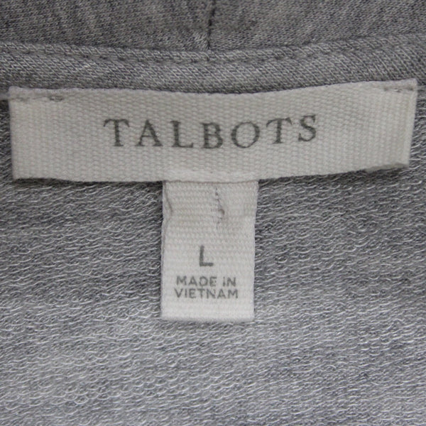 Talbots Sz L Gray Draped Collar Pockets Unlined Modal Spandex Wrap Sweater