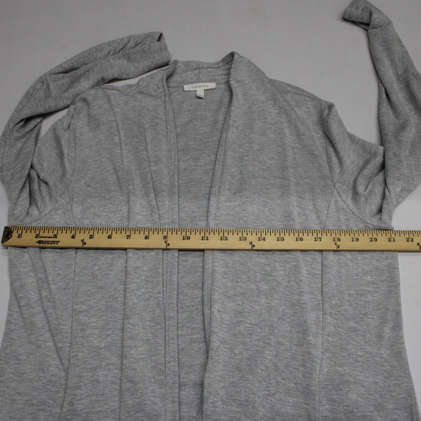 Talbots Sz L Gray Draped Collar Pockets Unlined Modal Spandex Wrap Sweater