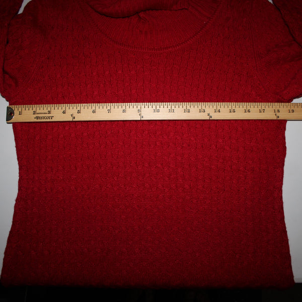 Studio One NEW $70 Missy Sz L Red Brown Collared Knit 100% Acrylic Sweater Dress