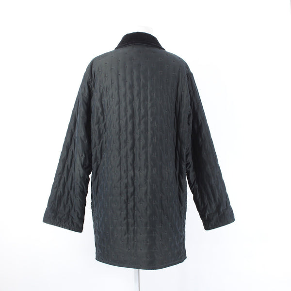 Hermes Coat Sz 34 Black Quilted Collared Button Down Pockets 100% Cotton Coat