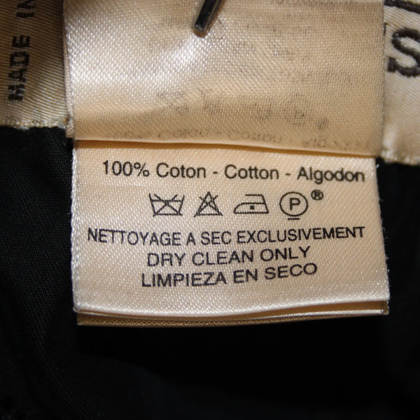 Hermes Coat Sz 34 Black Quilted Collared Button Down Pockets 100% Cotton Coat