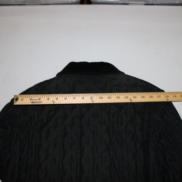 Hermes Coat Sz 34 Black Quilted Collared Button Down Pockets 100% Cotton Coat