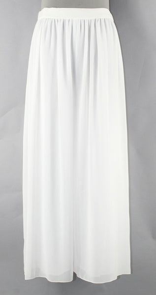 Saks Fifth Avenue NEW $100 12 x 29" White Flowy 2 Sheer Palazzo Poly Pant