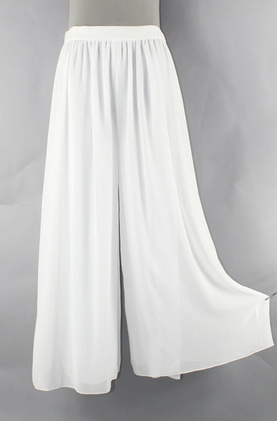Saks Fifth Avenue NEW $100 12 x 29" White Flowy 2 Sheer Palazzo Poly Pant