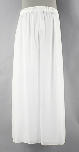 Saks Fifth Avenue NEW $100 12 x 29" White Flowy 2 Sheer Palazzo Poly Pant