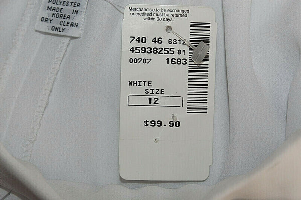 Saks Fifth Avenue NEW $100 12 x 29" White Flowy 2 Sheer Palazzo Poly Pant