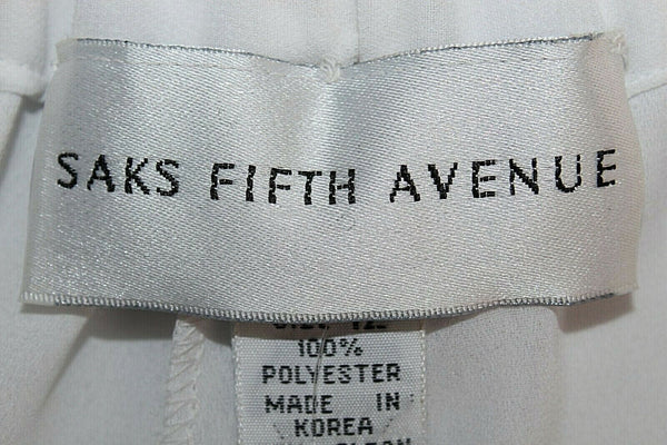 Saks Fifth Avenue NEW $100 12 x 29" White Flowy 2 Sheer Palazzo Poly Pant