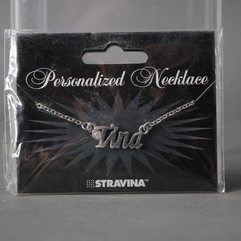 TINA NEW Name Silvertone Rhinestone 14.5" w 4.5" Multi Ring Ext Necklace