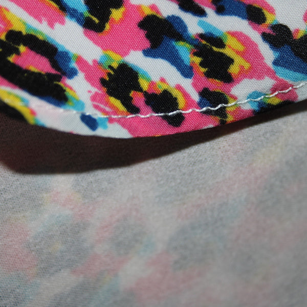 Molly Bracken NEW Sz XS Pink Blue Multi Color Ruffles V Neck 100% Poly Dress