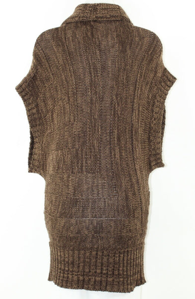 B B Jeans Sz M Brown Tan Silver Metallic Cowl Neck 100% Acrylic Sweater