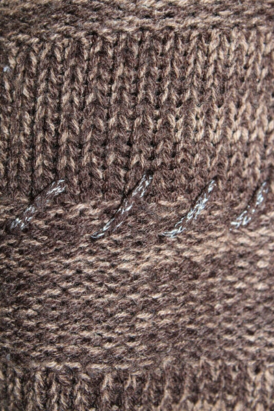 B B Jeans Sz M Brown Tan Silver Metallic Cowl Neck 100% Acrylic Sweater