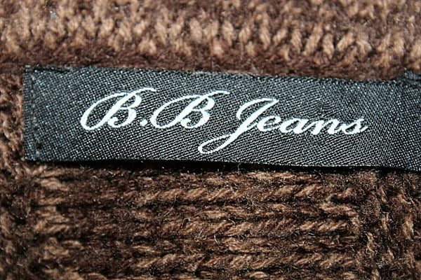 B B Jeans Sz M Brown Tan Silver Metallic Cowl Neck 100% Acrylic Sweater