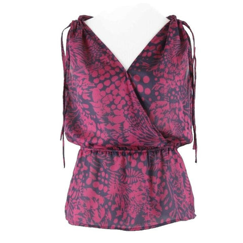 Banana Republic Sz PXS Magenta Purple Tie Shoulders 100% Polyester Top
