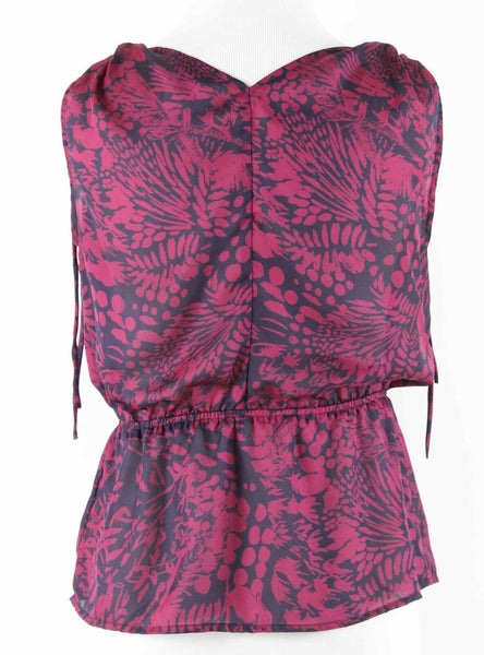 Banana Republic Sz PXS Magenta Purple Tie Shoulders 100% Polyester Top