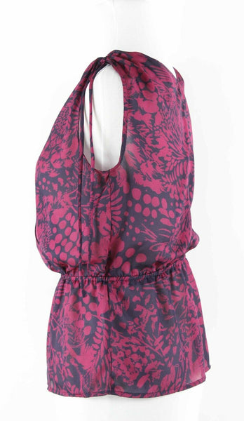 Banana Republic Sz PXS Magenta Purple Tie Shoulders 100% Polyester Top