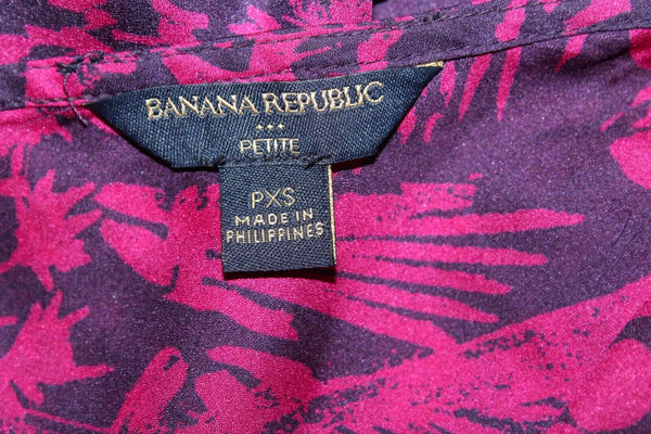Banana Republic Sz PXS Magenta Purple Tie Shoulders 100% Polyester Top
