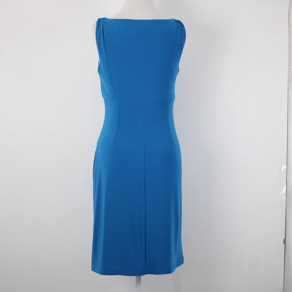 American Living Sz 4 Blue V Neck Ruched Bodycon Lined Polyester Elastane Dress