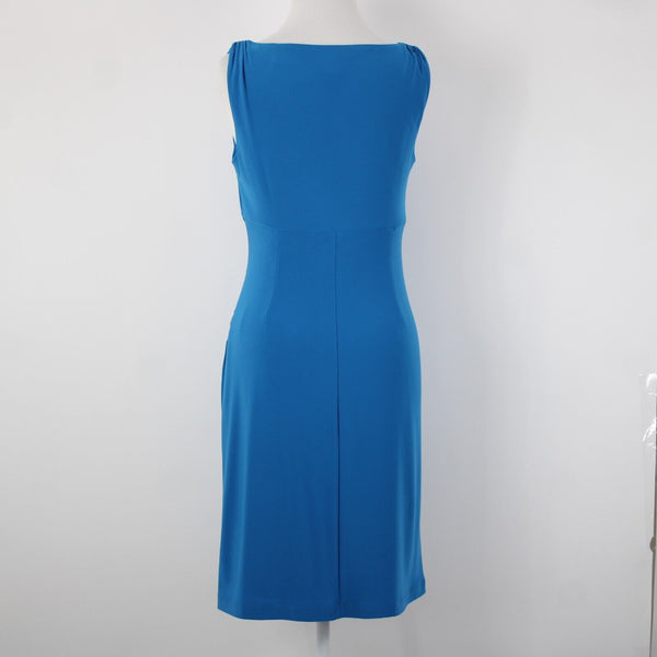 American Living Sz 4 Blue V Neck Ruched Bodycon Lined Polyester Elastane Dress