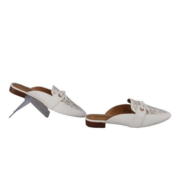 Comfort View Flats Sz 11 M White Gold Tan Slip On All Man Made Faux Leather Flat