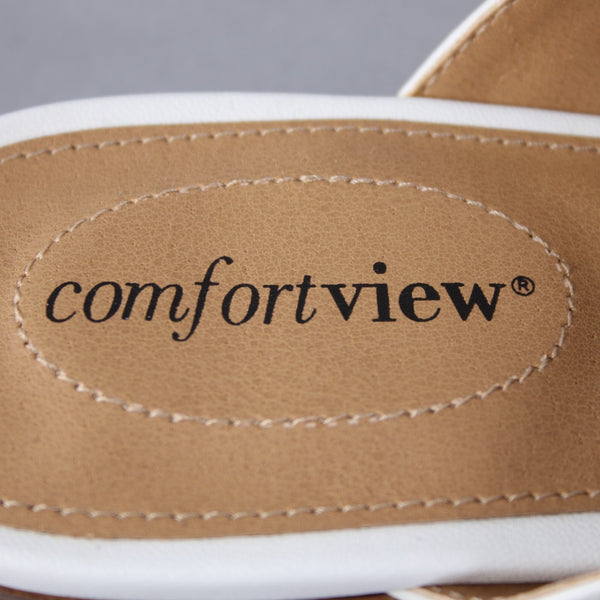 Comfort View Flats Sz 11 M White Gold Tan Slip On All Man Made Faux Leather Flat