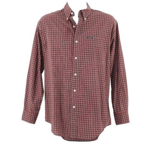 Chaps Sz M Red Black Gray Plaid Button Front Cotton Poly Men's Shirt
