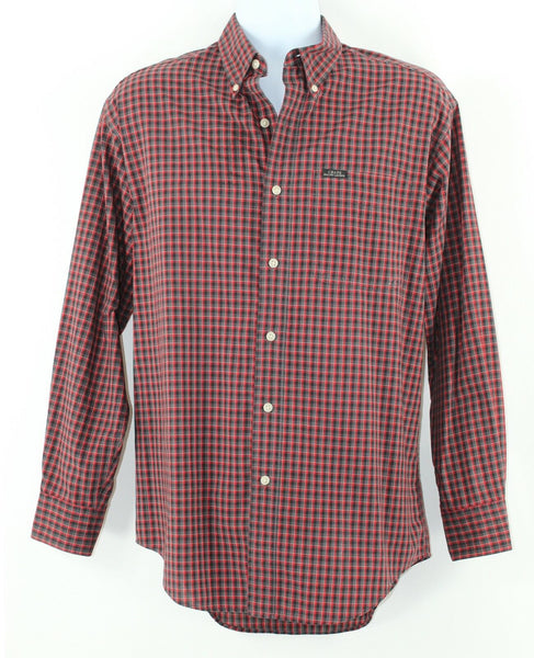 Chaps Sz M Red Black Gray Plaid Button Front Cotton Poly Men's Shirt