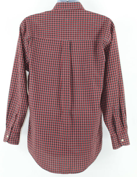 Chaps Sz M Red Black Gray Plaid Button Front Cotton Poly Men's Shirt