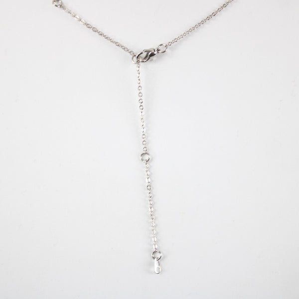 JACQUELINE Name Silvertone Rhinestone 14.5" w 4.5" Multi Ring Ext Necklace