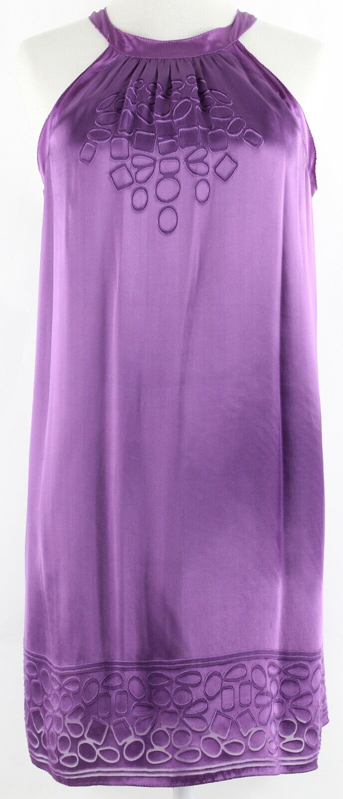Studio M Sz SP Purple Halter Burnout Detail Rayon Silk Poly Lined Dress