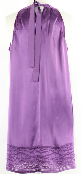 Studio M Sz SP Purple Halter Burnout Detail Rayon Silk Poly Lined Dress