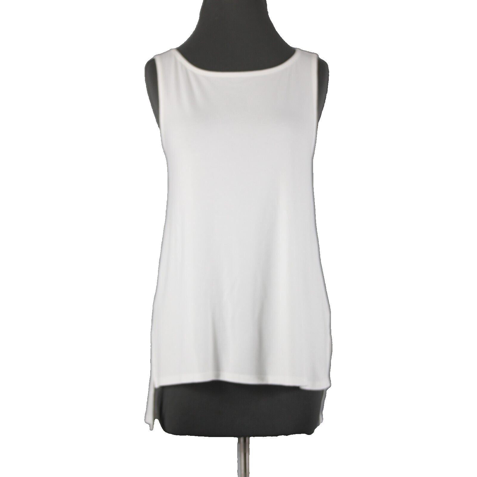 Eileen Fisher New $138 Bateau Sz S White U Neck Viscose Spandex Tank Top
