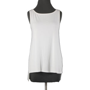 Eileen Fisher New $138 Bateau Sz S White U Neck Viscose Spandex Tank Top