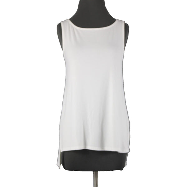 Eileen Fisher New $138 Bateau Sz S White U Neck Viscose Spandex Tank Top