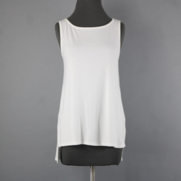 Eileen Fisher New $138 Bateau Sz S White U Neck Viscose Spandex Tank Top