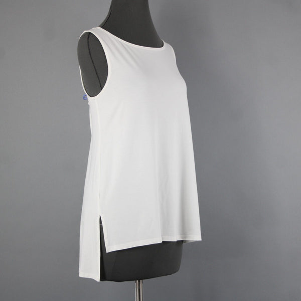 Eileen Fisher New $138 Bateau Sz S White U Neck Viscose Spandex Tank Top