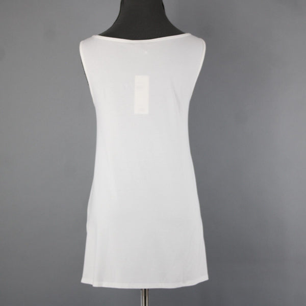 Eileen Fisher New $138 Bateau Sz S White U Neck Viscose Spandex Tank Top