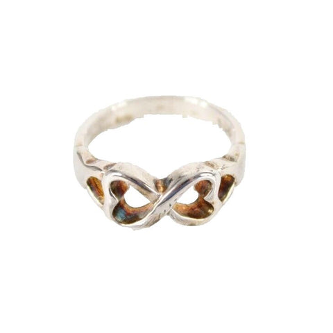 Sterling Silver Sz 8.25 Double Heart Ring