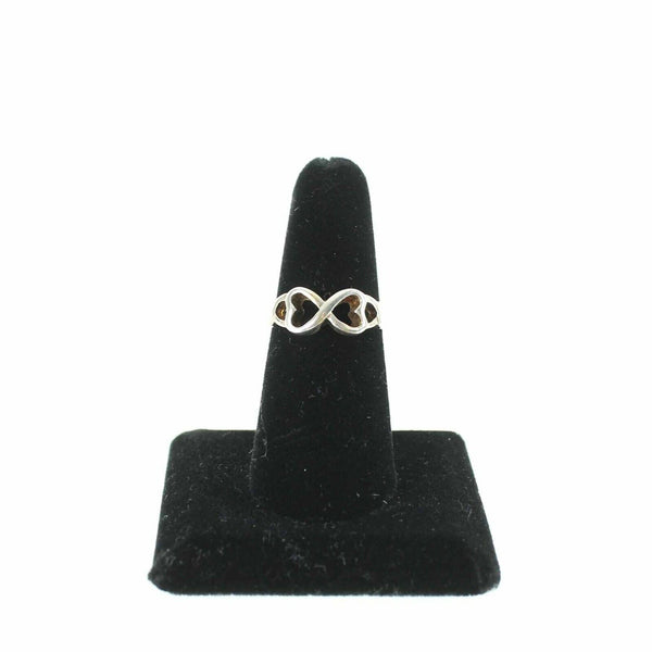 Sterling Silver Sz 8.25 Double Heart Ring