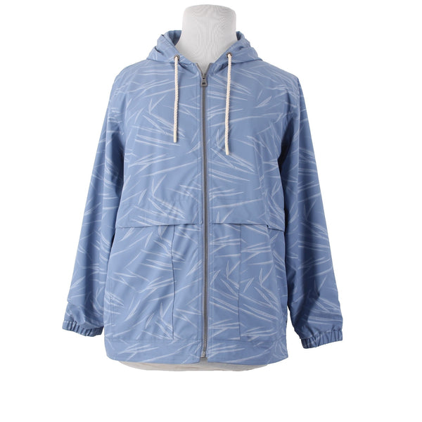 Weatherproof Jacket Sz XL Blue White Hooded Pockets Polyurethane Poly Jacket