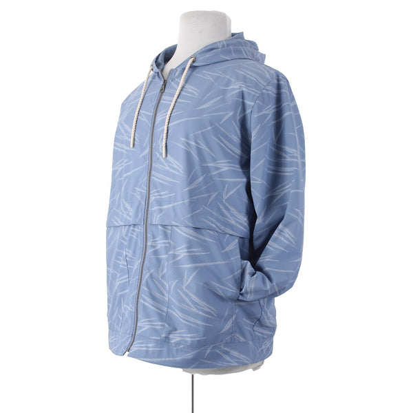 Weatherproof Jacket Sz XL Blue White Hooded Pockets Polyurethane Poly Jacket