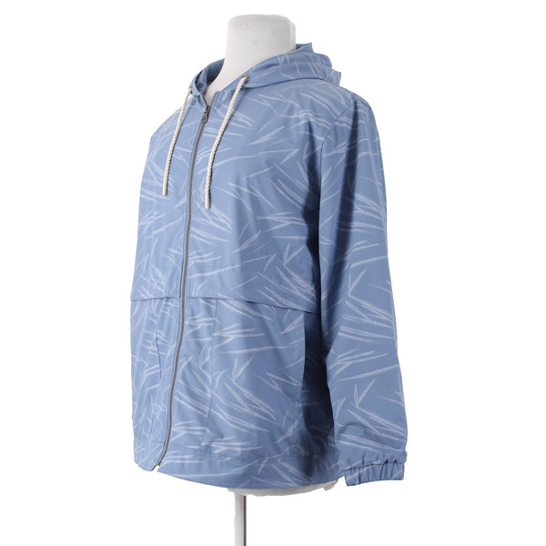 Weatherproof Jacket Sz XL Blue White Hooded Pockets Polyurethane Poly Jacket