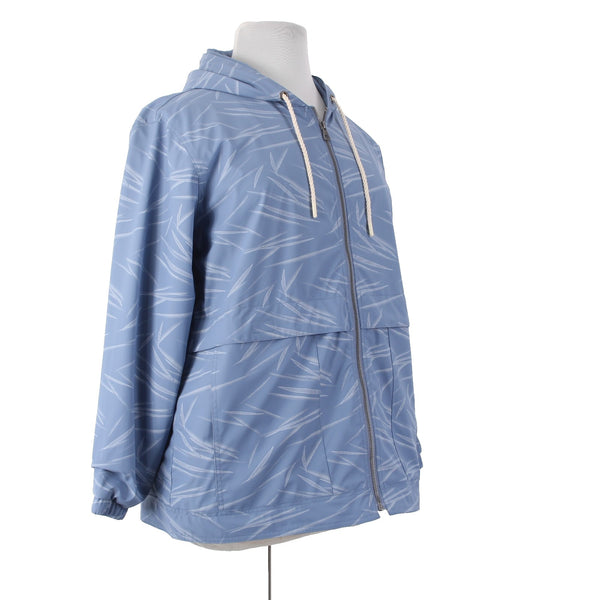 Weatherproof Jacket Sz XL Blue White Hooded Pockets Polyurethane Poly Jacket