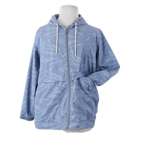 Weatherproof Jacket Sz XL Blue White Hooded Pockets Polyurethane Poly Jacket