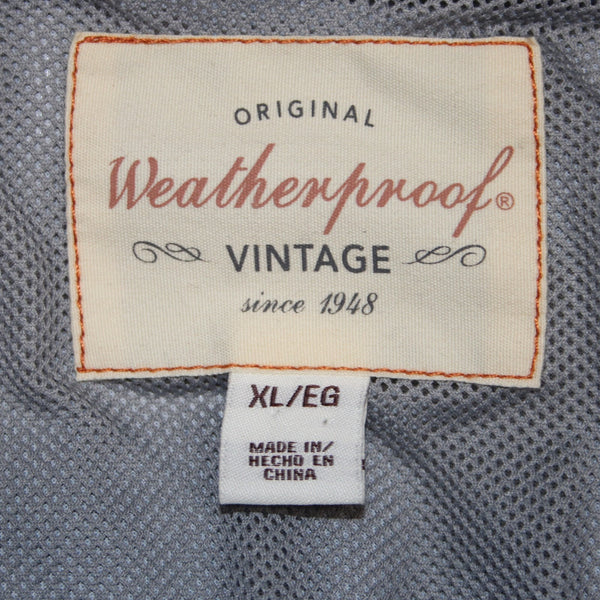 Weatherproof Jacket Sz XL Blue White Hooded Pockets Polyurethane Poly Jacket