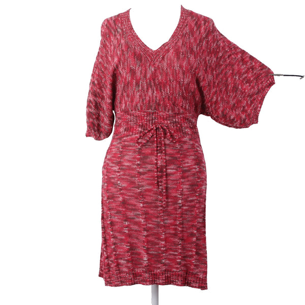 Vertigo Dress Sz M Pink White Multi Colored Open Knit Drawstring 100% Acrylic
